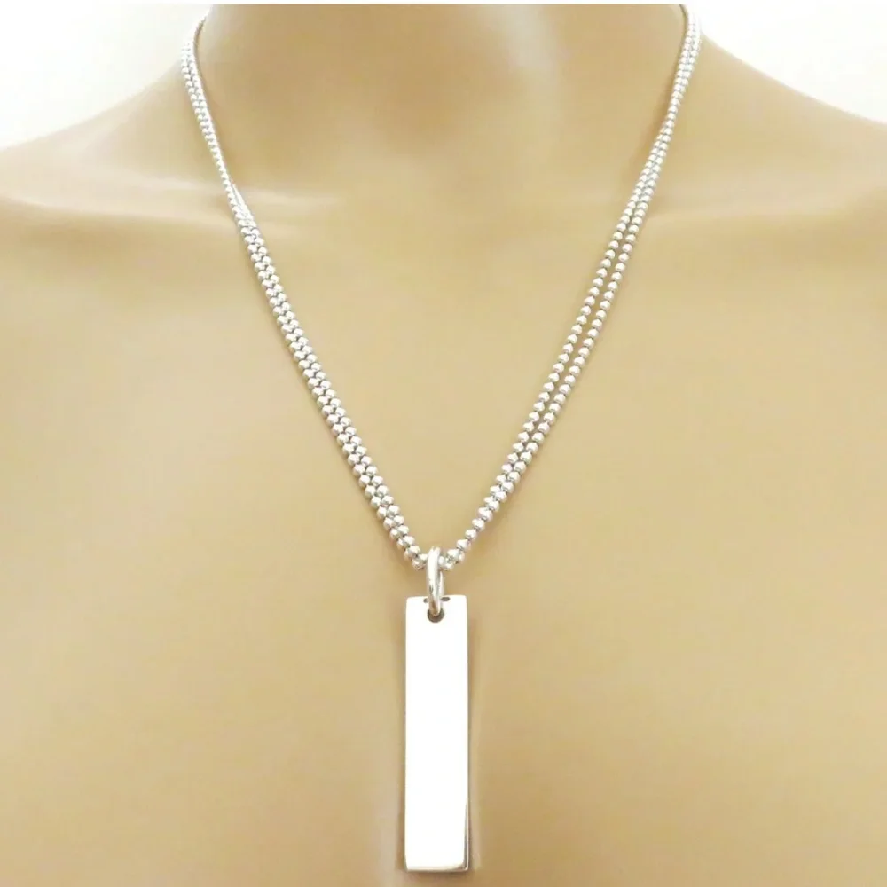 GUCCI Luxury 925 Sterling Silver Bar Necklace RARE!